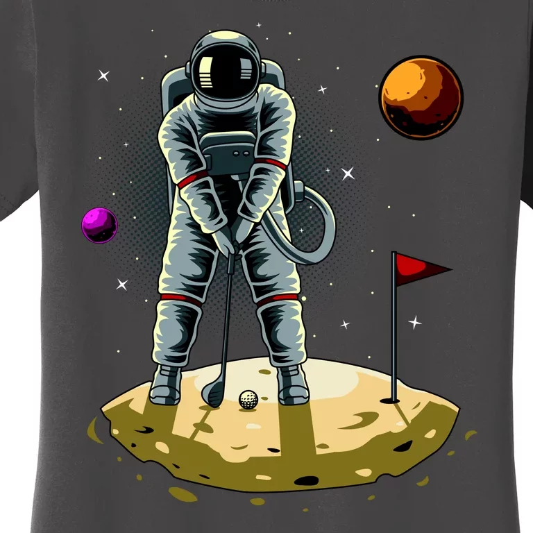 Astronaut Golfing On The Moon Funny Golf Lovers Women's T-Shirt