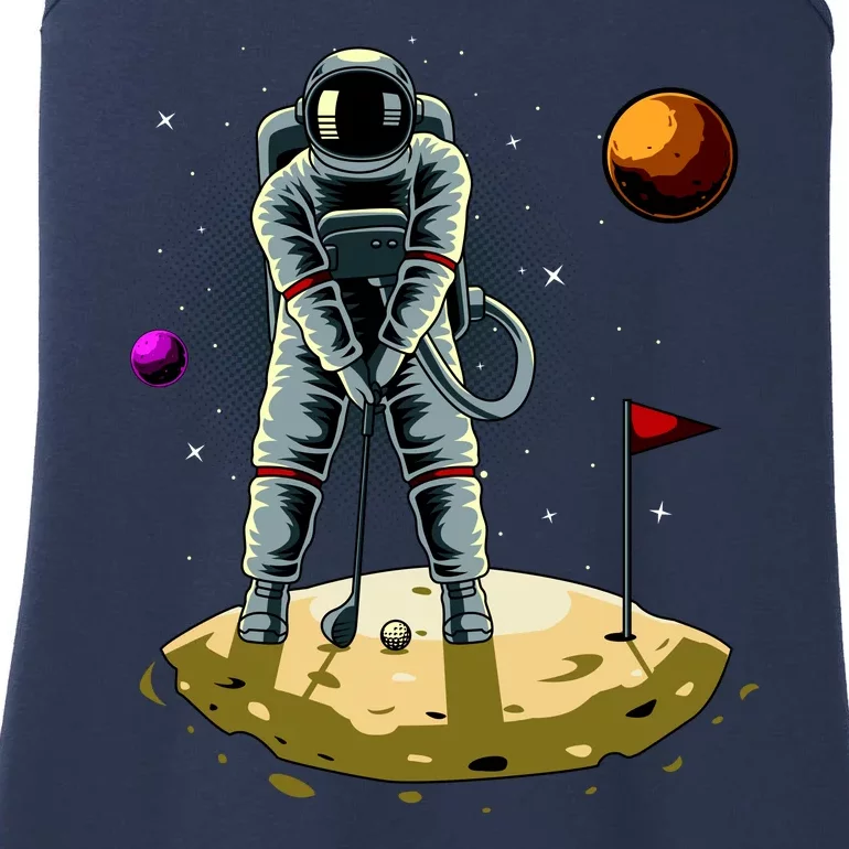 Astronaut Golfing On The Moon Funny Golf Lovers Ladies Essential Tank