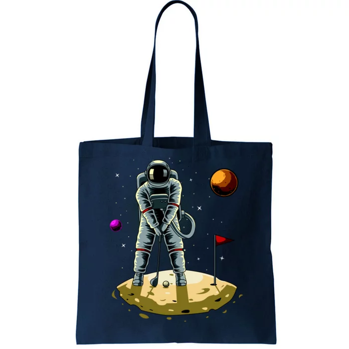 Astronaut Golfing On The Moon Funny Golf Lovers Tote Bag