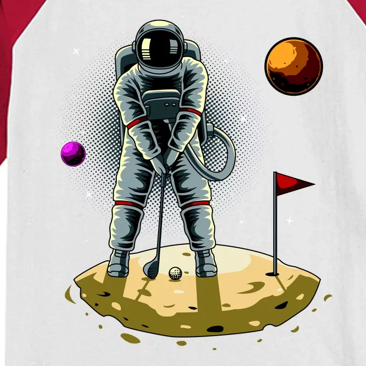 Astronaut Golfing On The Moon Funny Golf Lovers Kids Colorblock Raglan Jersey