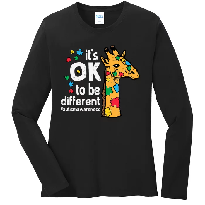 Autism Giraffe Ok To Be Different Awareness Boy Ladies Long Sleeve Shirt