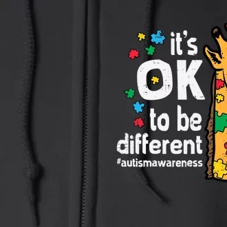 Autism Giraffe Ok To Be Different Awareness Boy Full Zip Hoodie