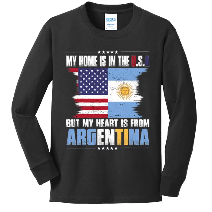 American Grown Patriot Argentinian American From Argentina Kids Long Sleeve Shirt