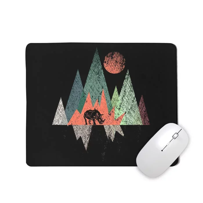 Animal Geometric Pattern Colorful Rhino Mousepad