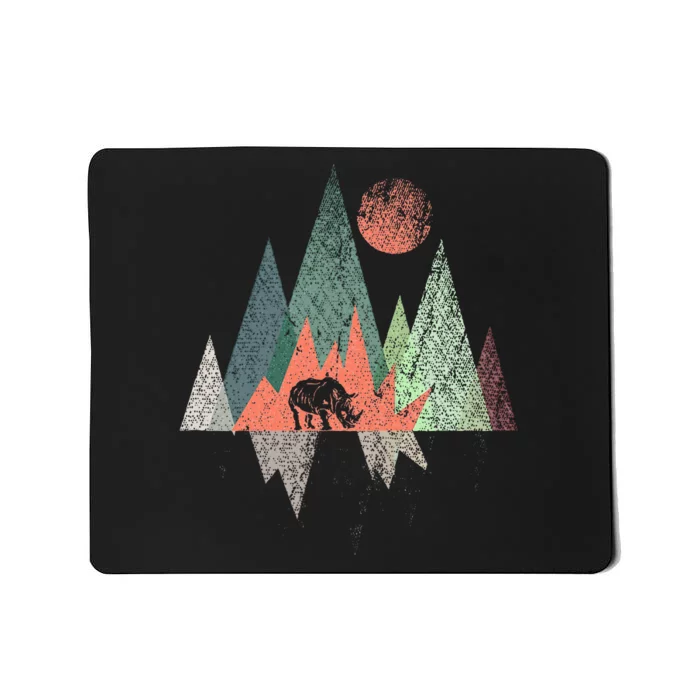 Animal Geometric Pattern Colorful Rhino Mousepad