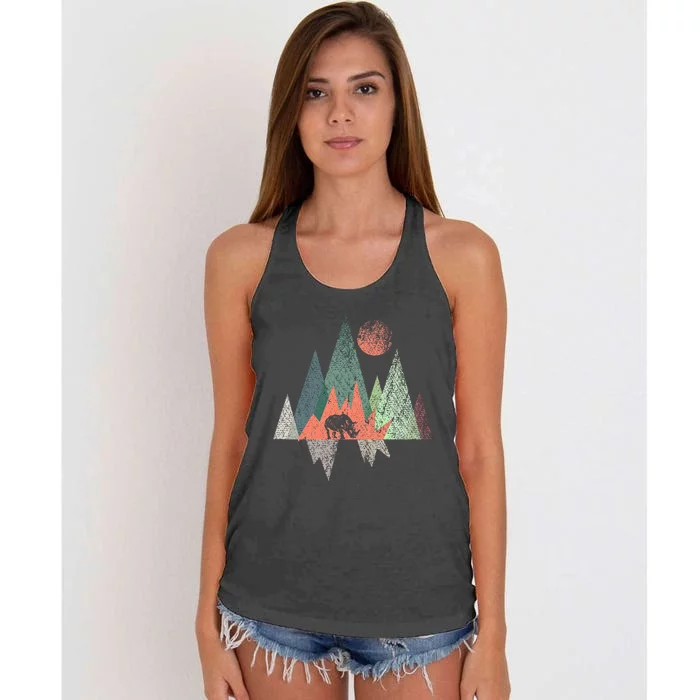 Animal Geometric Pattern Colorful Rhino Women's Knotted Racerback Tank