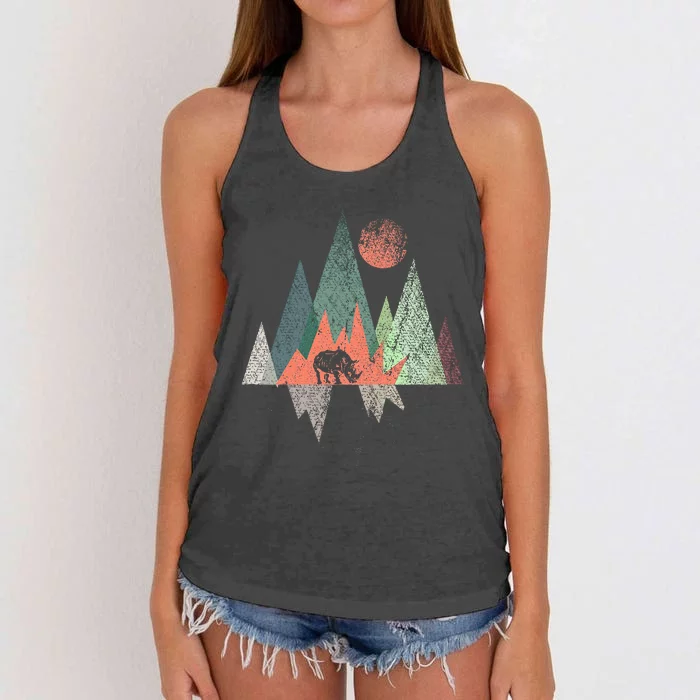 Animal Geometric Pattern Colorful Rhino Women's Knotted Racerback Tank