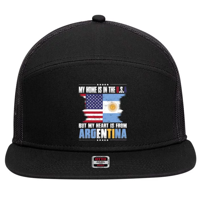 American Grown Patriot Argentinian American From Argentina 7 Panel Mesh Trucker Snapback Hat