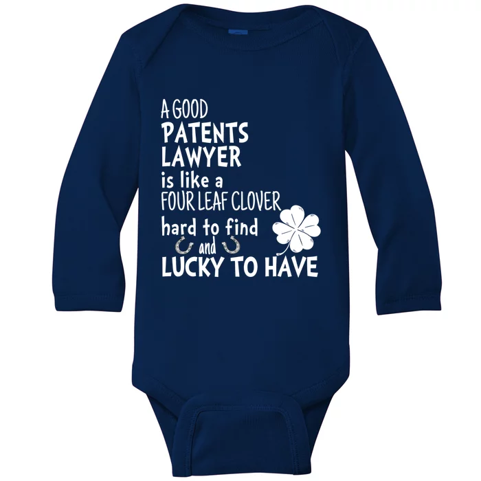 A Good Patents Lawyer Is Like A 4 Leaf Clover St Patricks Gift Baby Long Sleeve Bodysuit