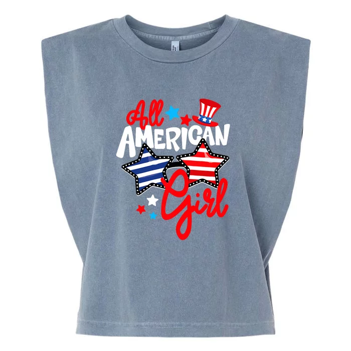 American Girls Patriotic July 4th Funny Garment-Dyed Women's Muscle Tee