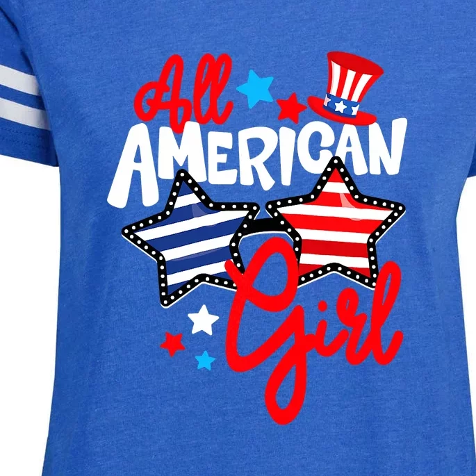 American Girls Patriotic July 4th Funny Enza Ladies Jersey Football T-Shirt