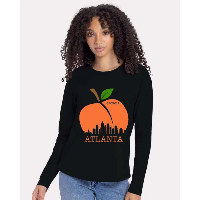 Atlanta Georgia Peach Skyline Womens Cotton Relaxed Long Sleeve T-Shirt