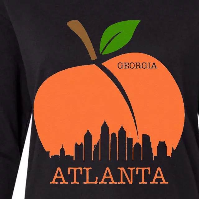 Atlanta Georgia Peach Skyline Womens Cotton Relaxed Long Sleeve T-Shirt