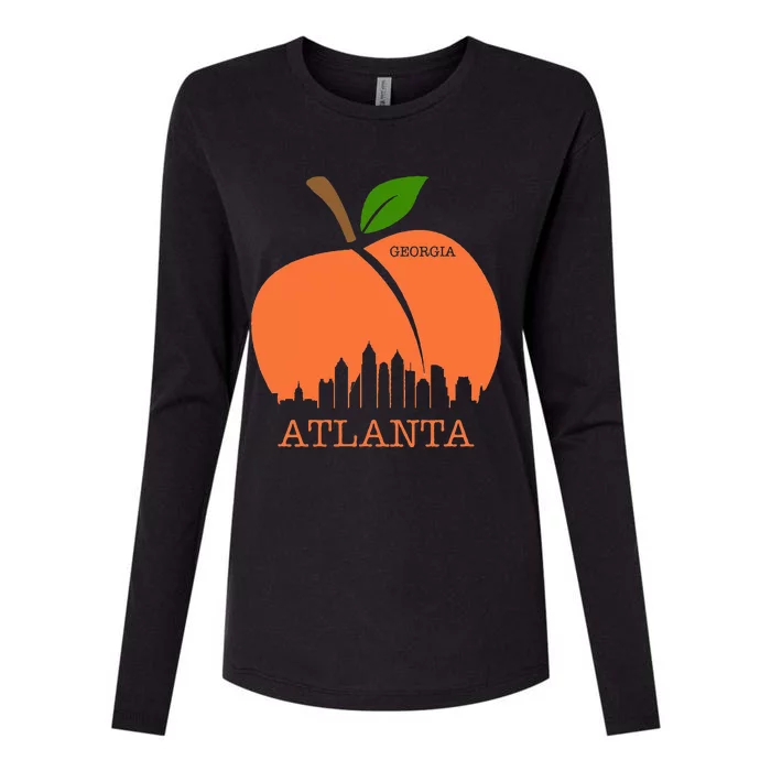 Atlanta Georgia Peach Skyline Womens Cotton Relaxed Long Sleeve T-Shirt