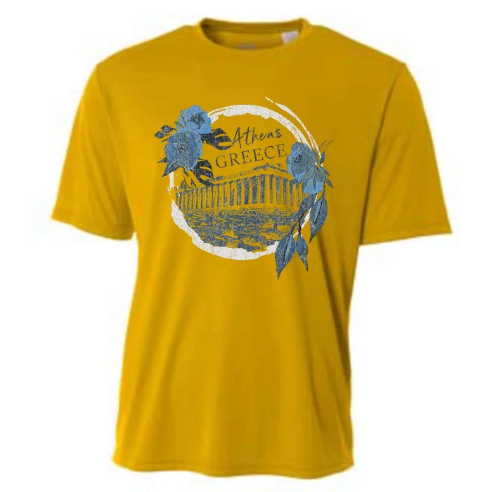 Athens Greece Parthenon Floral Cooling Performance Crew T-Shirt