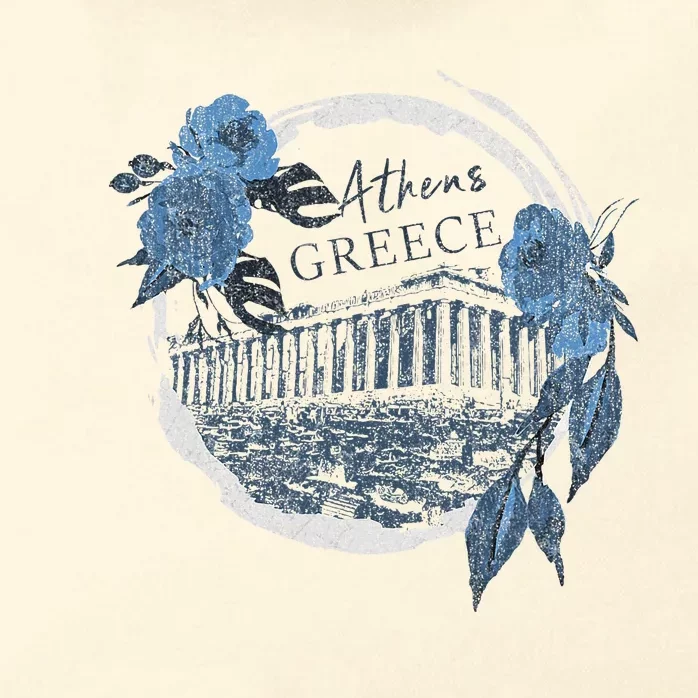 Athens Greece Parthenon Floral Zip Tote Bag