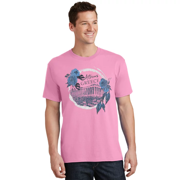 Athens Greece Parthenon Floral T-Shirt