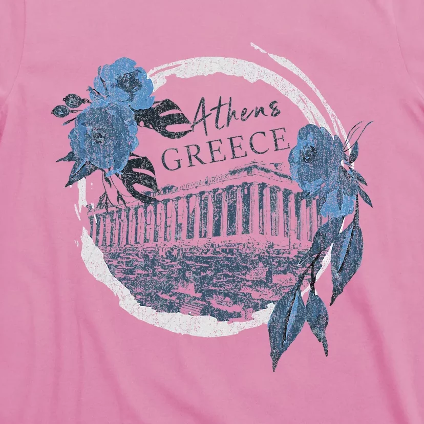 Athens Greece Parthenon Floral T-Shirt