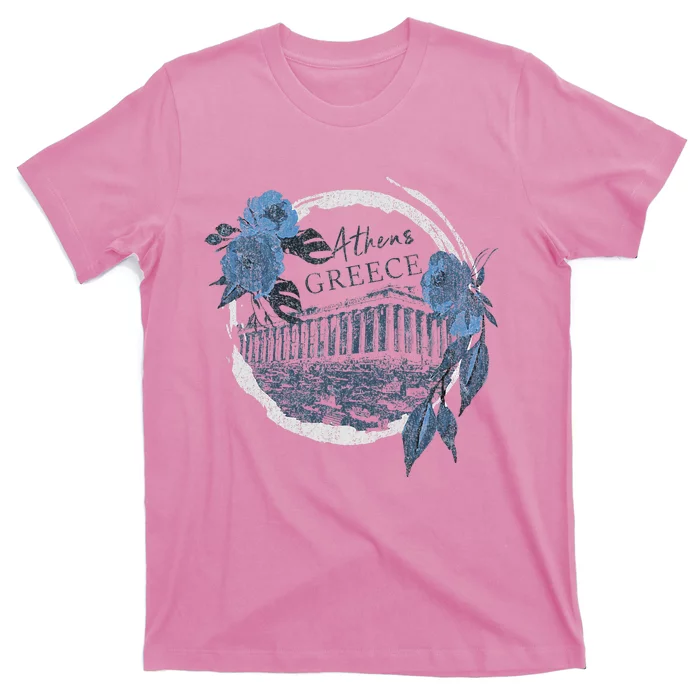 Athens Greece Parthenon Floral T-Shirt