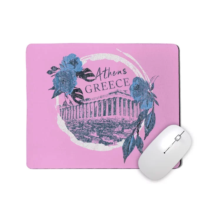 Athens Greece Parthenon Floral Mousepad