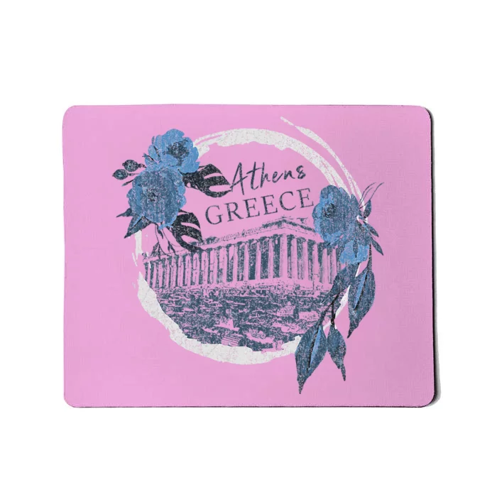 Athens Greece Parthenon Floral Mousepad