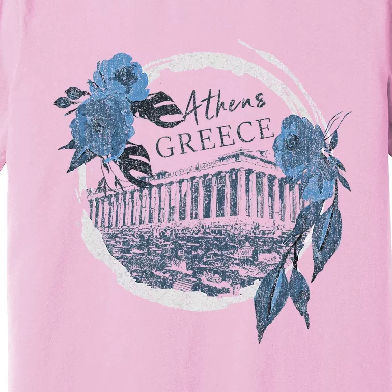 Athens Greece Parthenon Floral Premium T-Shirt