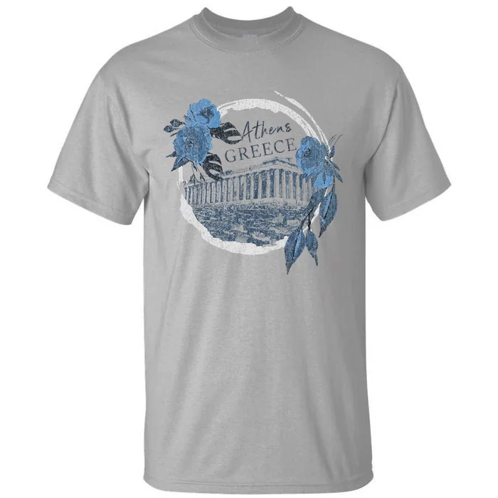 Athens Greece Parthenon Floral Tall T-Shirt