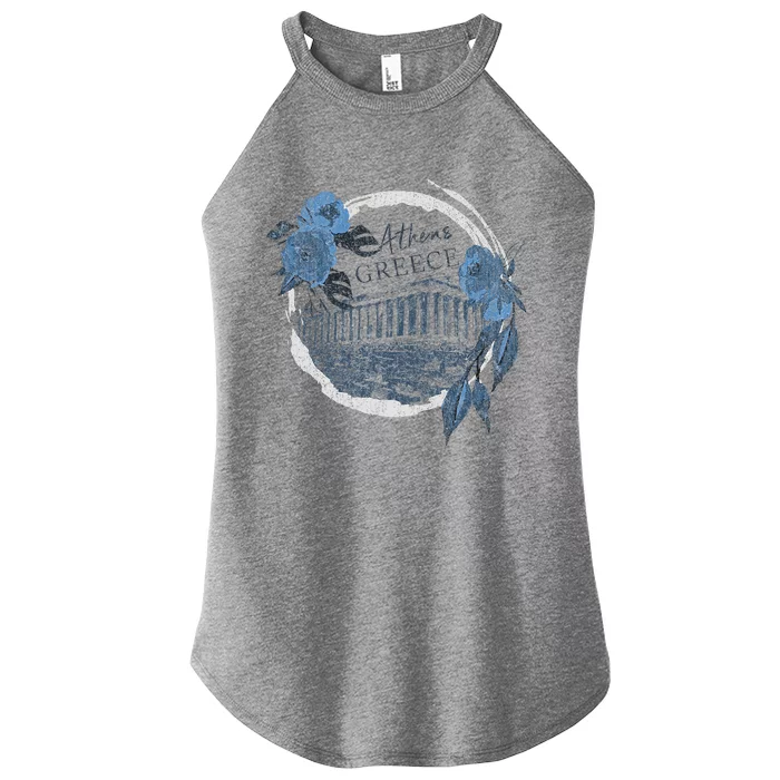 Athens Greece Parthenon Floral Women’s Perfect Tri Rocker Tank