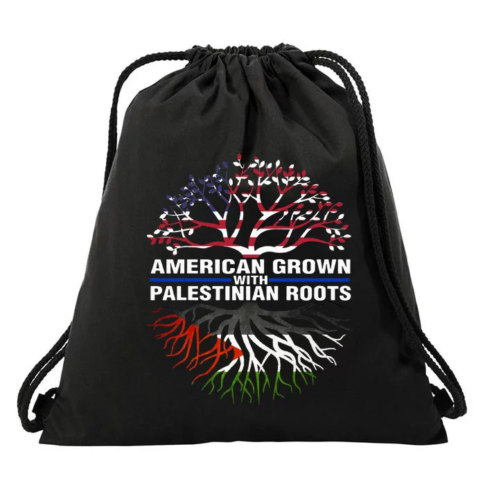 American Grown Palestinian Roots Palestine Flag Drawstring Bag