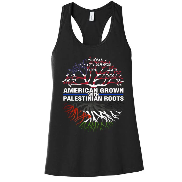 American Grown Palestinian Roots Palestine Flag Women's Racerback Tank