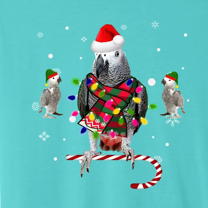 African Grey Parrot Funny Christmas Santa Hat On Gift ChromaSoft Performance T-Shirt