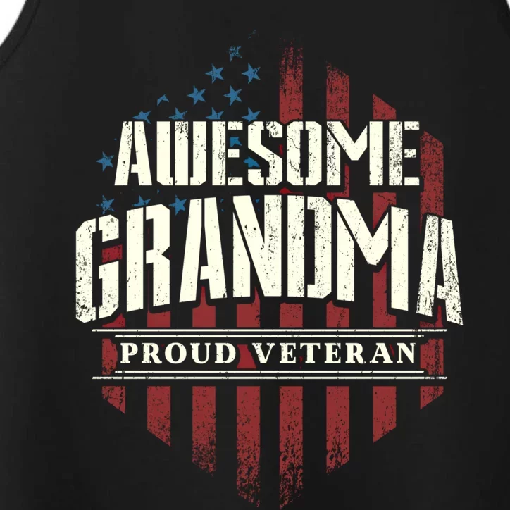 Awesome Grandma Proud Veteran America Flag Veteran's Day Cool Gift Performance Tank