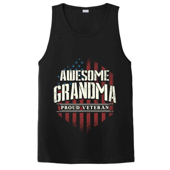 Awesome Grandma Proud Veteran America Flag Veteran's Day Cool Gift Performance Tank