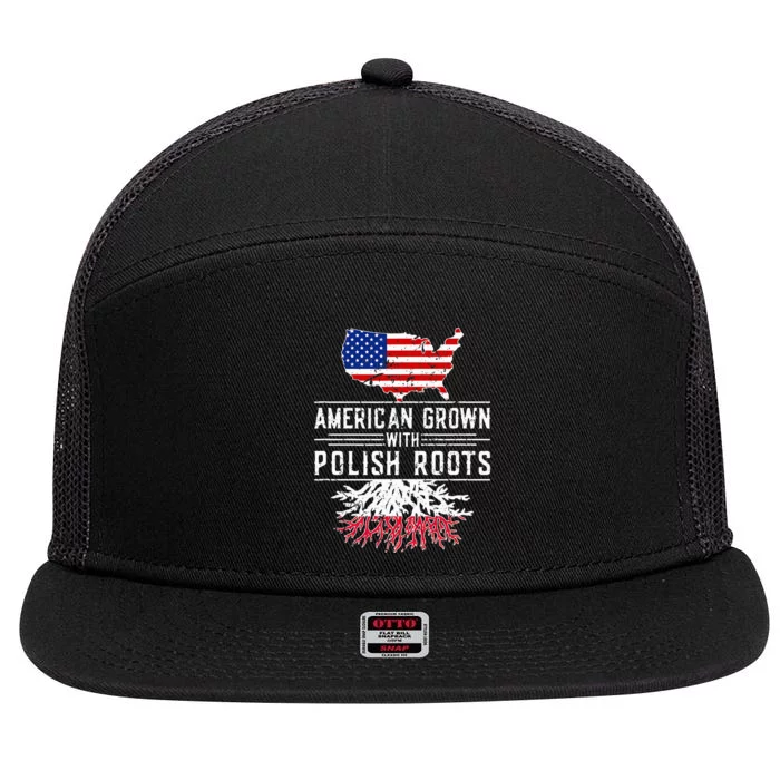 American Grown Polish Roots Pride Poland 7 Panel Mesh Trucker Snapback Hat