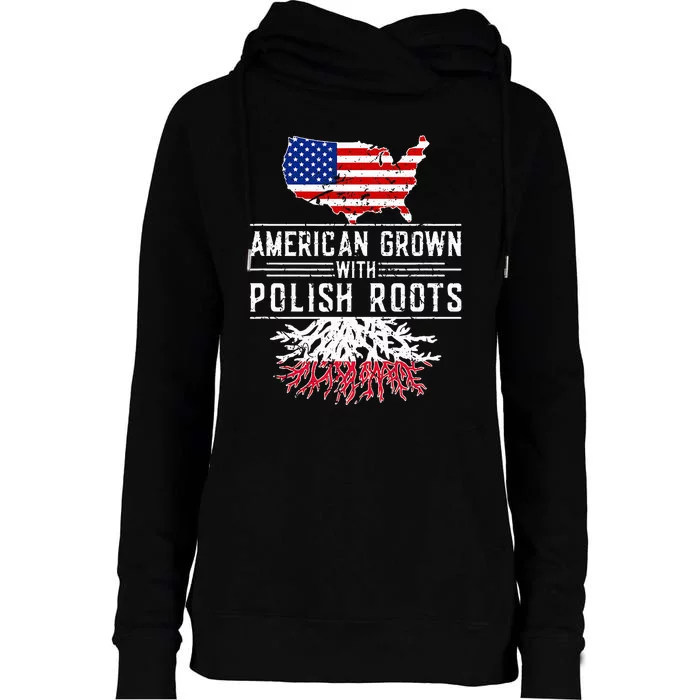 American Grown Polish Roots Pride Poland Womens Funnel Neck Pullover Hood