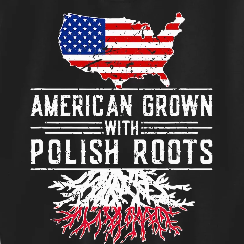 American Grown Polish Roots Pride Poland Kids Sweatshirt