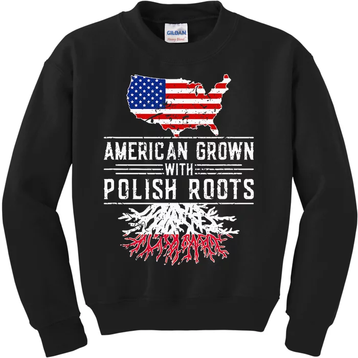 American Grown Polish Roots Pride Poland Kids Sweatshirt