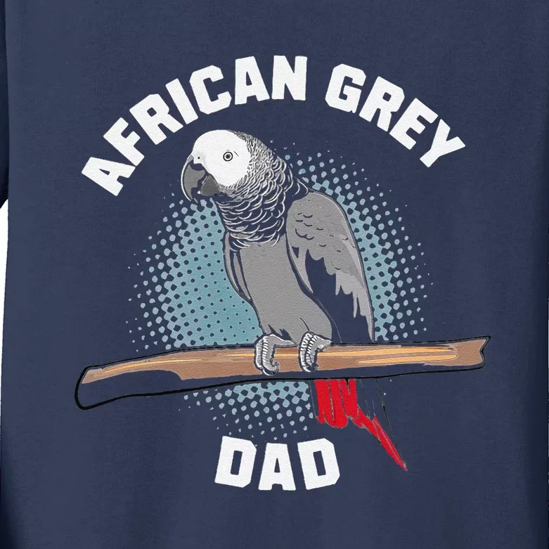 African Grey Parrot Dad Funny Kids Long Sleeve Shirt