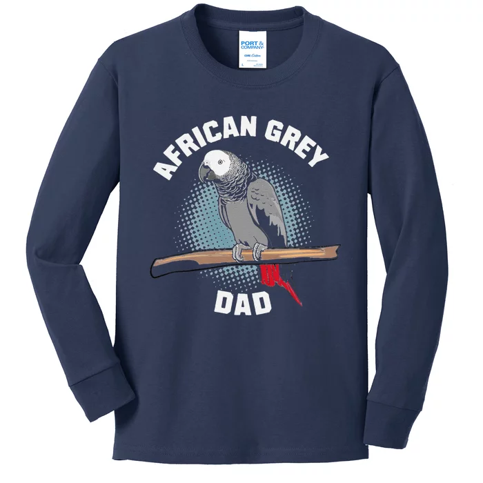 African Grey Parrot Dad Funny Kids Long Sleeve Shirt