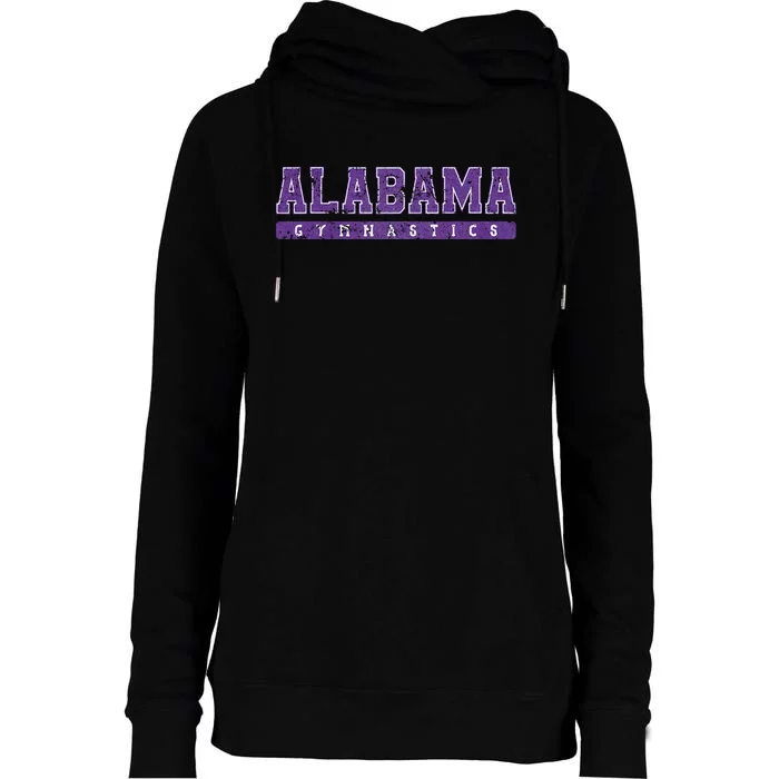 Alabama Gymnastics Purple Vintage Text Womens Funnel Neck Pullover Hood