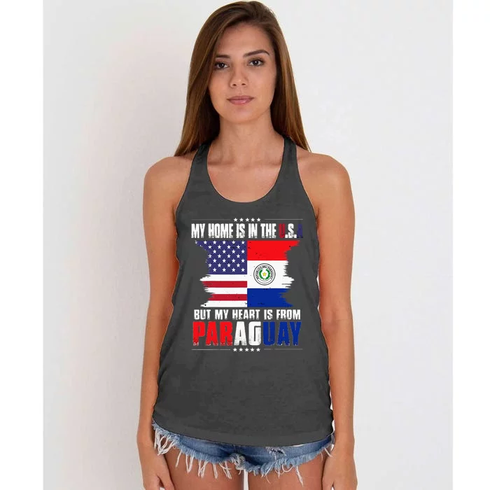 American Grown Patriot Paraguayan American From Paraguay Women's Knotted Racerback Tank