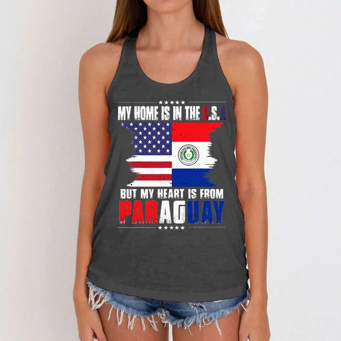 American Grown Patriot Paraguayan American From Paraguay Women's Knotted Racerback Tank