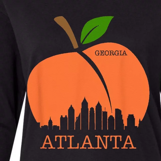 Atlanta Georgia Peach Skyline Womens Cotton Relaxed Long Sleeve T-Shirt