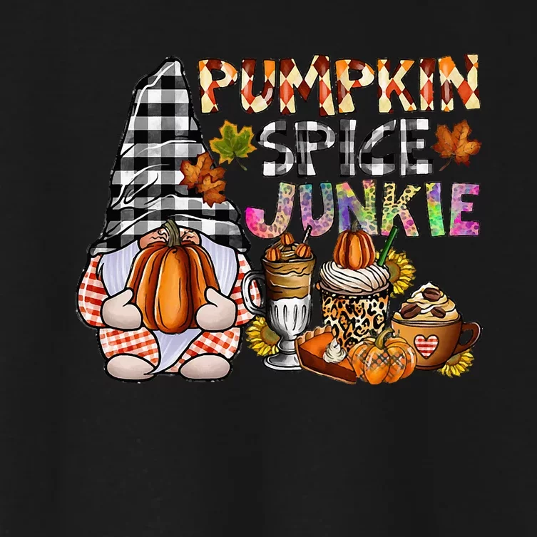 Autumn Gnome Pumpkin Spice Lover Fall Thanksgiving Vibes Women's Crop Top Tee