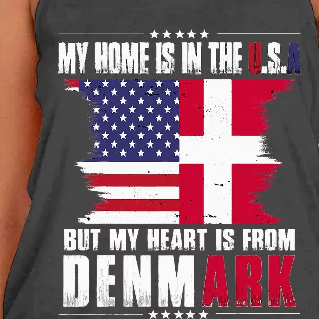 American Grown Patriot Danish American From Denmark Women's Knotted Racerback Tank