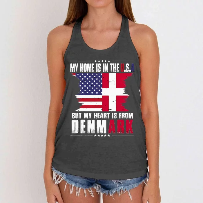 American Grown Patriot Danish American From Denmark Women's Knotted Racerback Tank