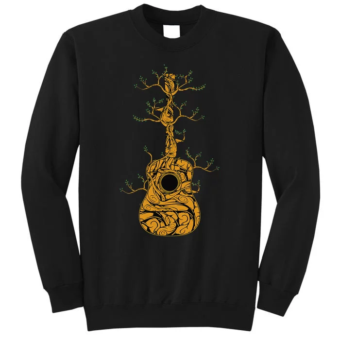 Acoustic Guitar Player Tree Nature Life Guitarist Musician Tall Sweatshirt