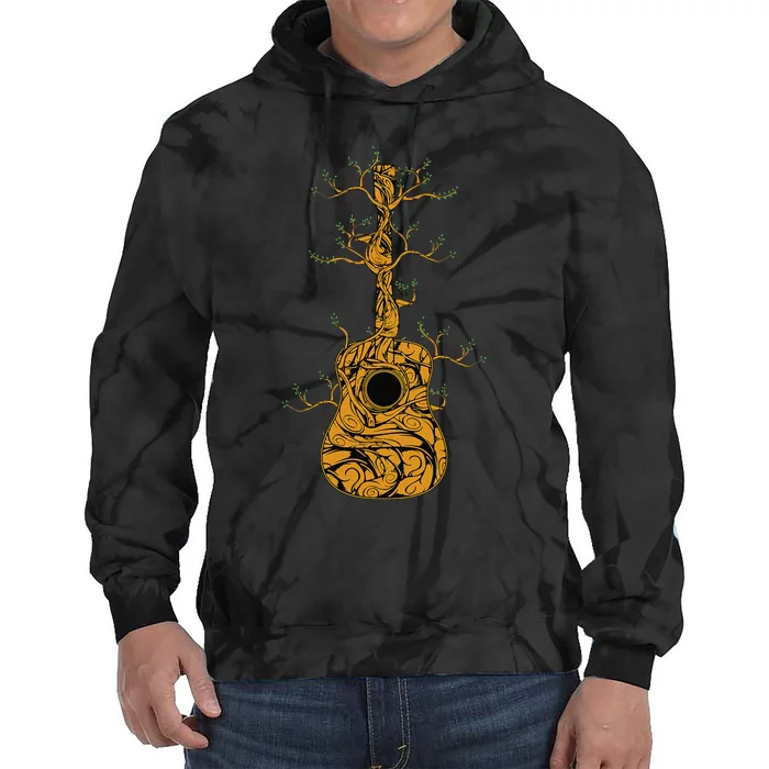 Acoustic Guitar Player Tree Nature Life Guitarist Musician Tie Dye Hoodie