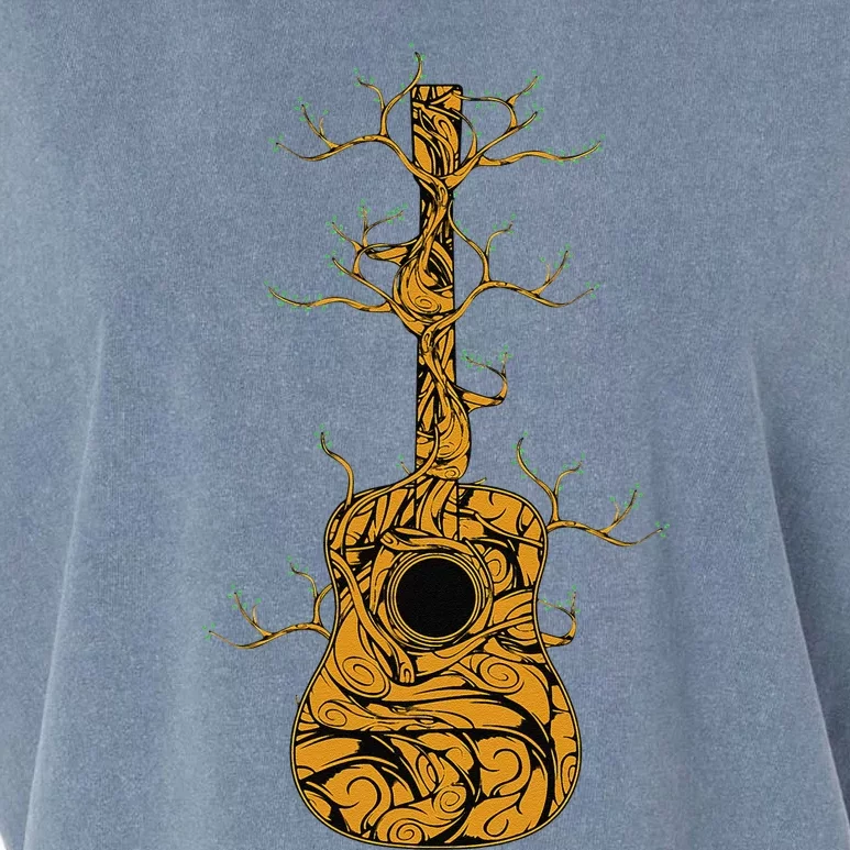 Acoustic Guitar Player Tree Nature Life Guitarist Musician Garment-Dyed Women's Muscle Tee