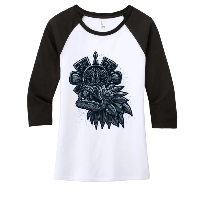 Aztec God Quetzalcoatl Cool Snake Dragon Inca Maya Women's Tri-Blend 3/4-Sleeve Raglan Shirt